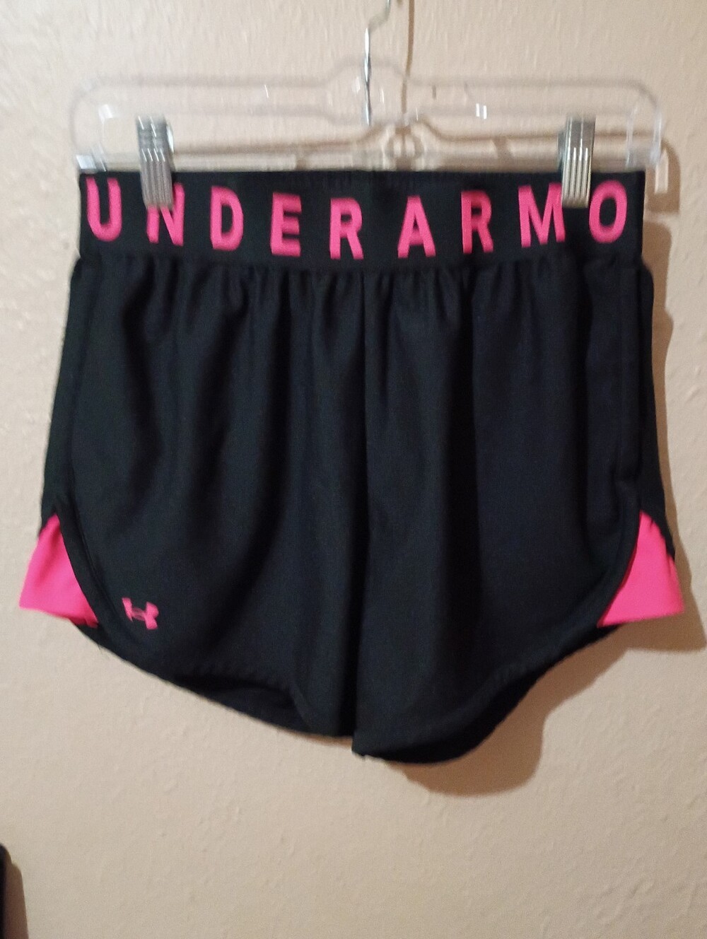 Under Armour Size Small Black Athletic Shorts with Pink Accents